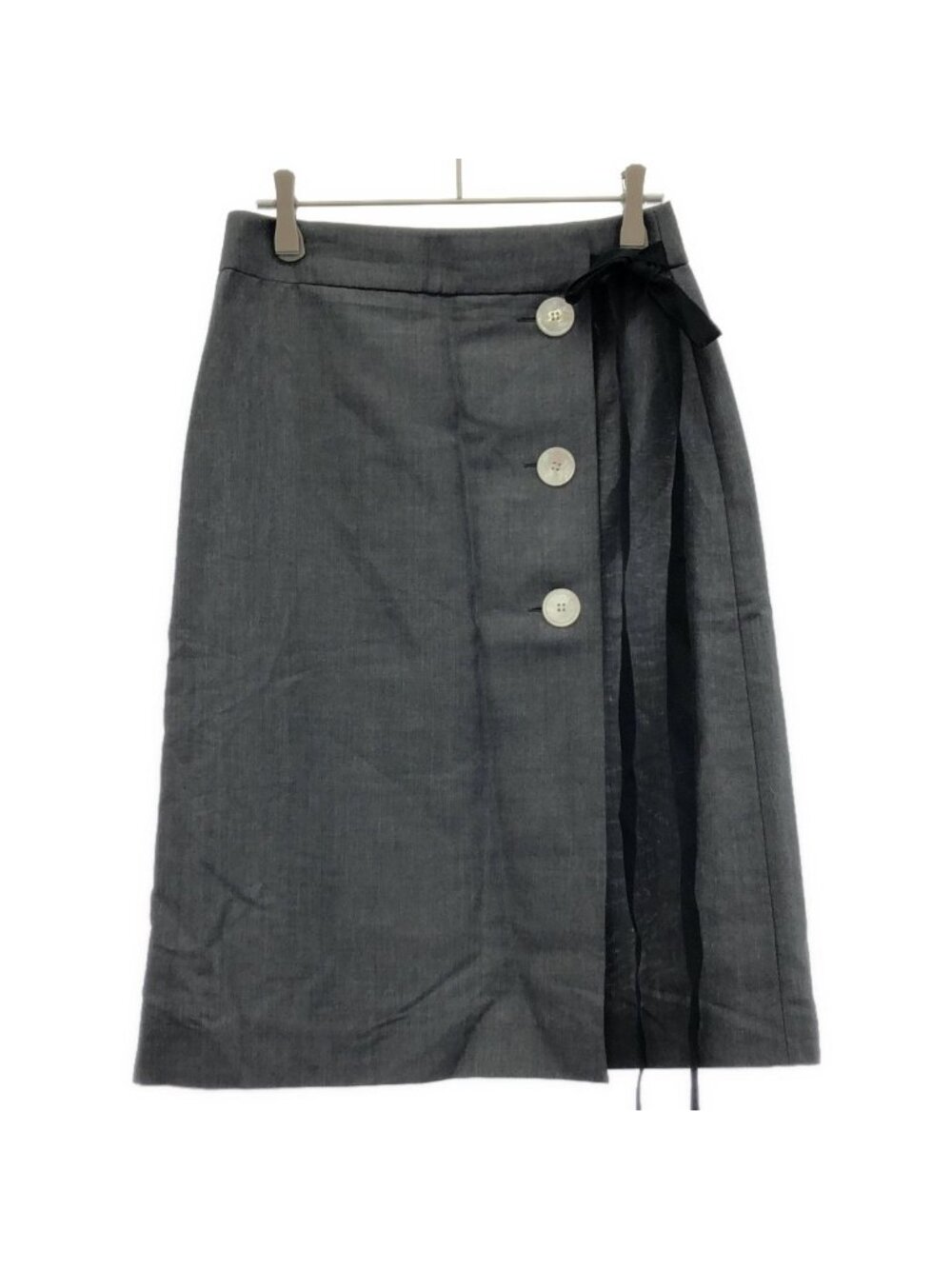 Prada Big Button Wrap Skirt Gray 38